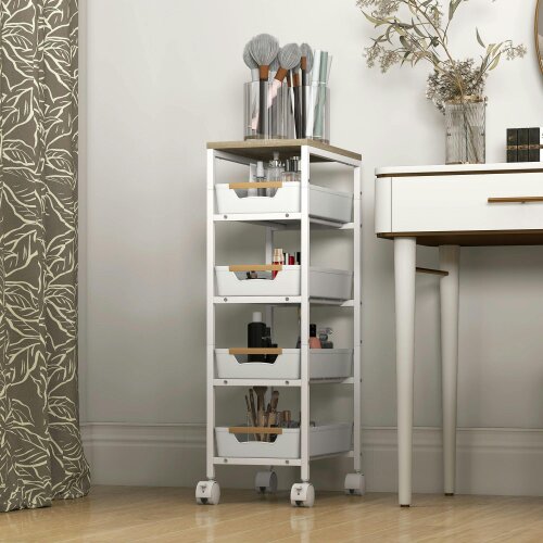 Wyld Haus Lubani Metal White 5 Tier Storage Trolley On Wheels