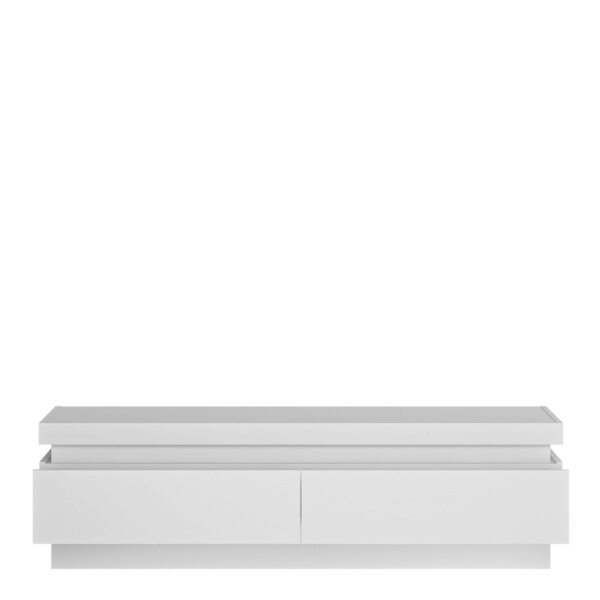Wyld Haus Hjorring White Gloss TV Cabinet 2 Drawer TV Cabinet with LED Lights