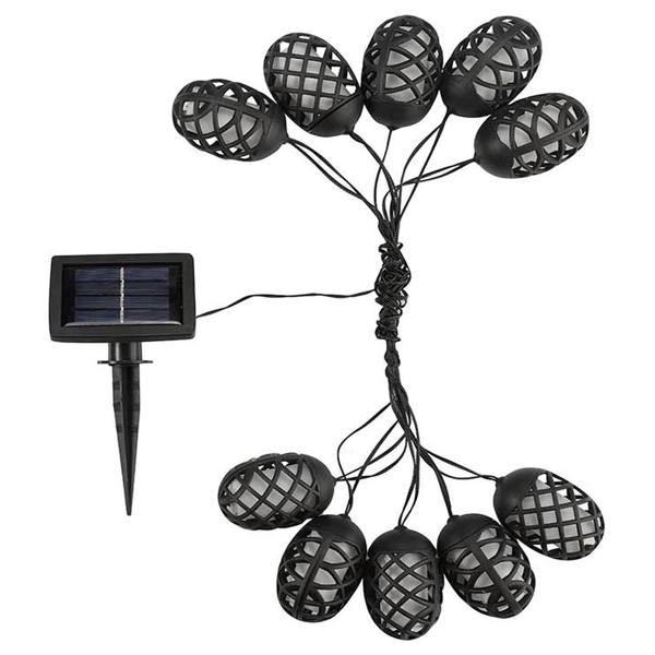 Set of 10 Solar Outdoor Flame Effect LED Hanging Lanterns for Patio & Shrub Decor