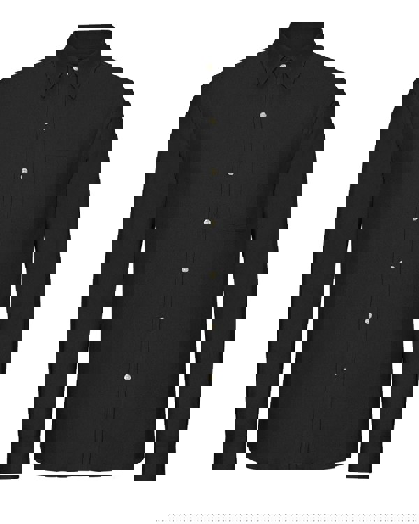 Colorful Standard Mens Organic Flannel Shirt - Deep Black - CHO - Designer Mens Long Sleeve Shirts