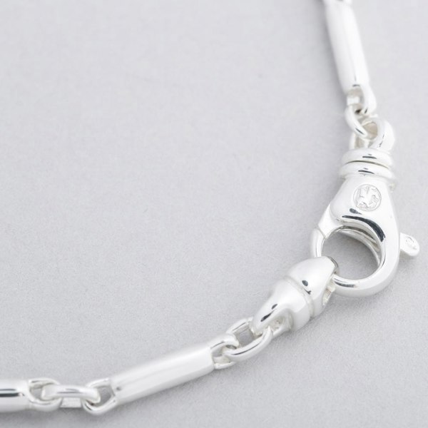 T. H. Baker Argentium Silver 7.6 Inch Tube Bar Chain Bracelet ARG-943014-7.6