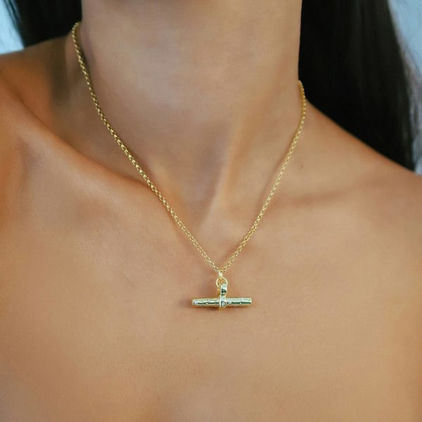 Luna Charles Wren T-Bar Necklace - 18k Gold Plated