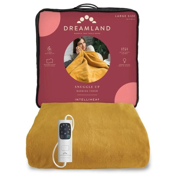 Dreamland Snuggle Up Heated Throw Electric Blanket - Mustard - 120cm x 160cm