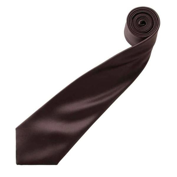 Premier Mens Plain Satin Tie (Narrow Blade) - Brown