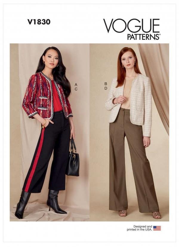 Vogue Sewing Pattern 1830, Trousers, Jackets for Women, B5 (8-10-12-14-16) - Intermediate