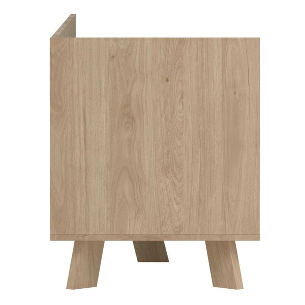 Wyld Haus Hobro White and Natural Oak Wood TV Unit with 1 Door 2 Drawers