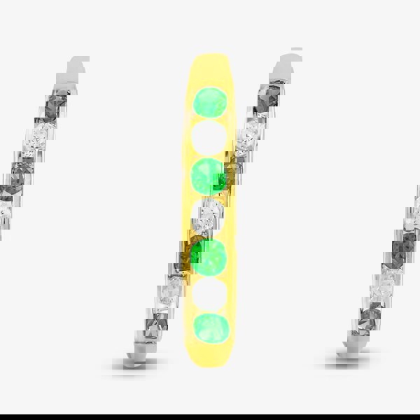 T. H. Baker 9ct Yellow Gold Green & Clear Cubic Zirconia Half Eternity Ring PR02470EM