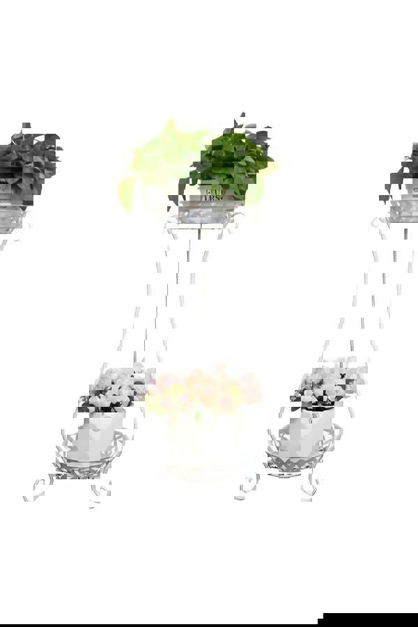 Living and Home 2 Tier Tall Vintage Metal Plant Stand Rack Plant Pot Holder