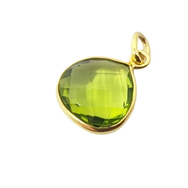 Gold Plated Shiny Peridot August Birthstone Pendant