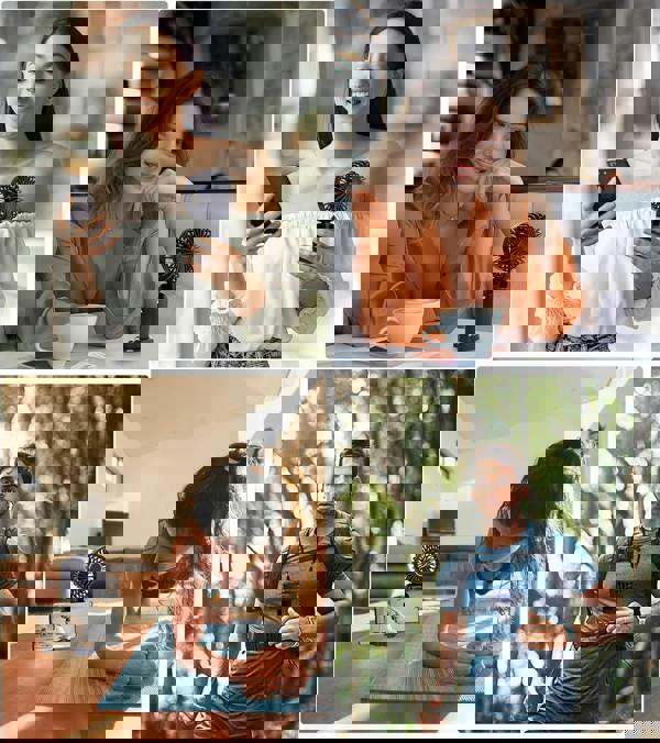 Dyzi 2-in-1 Portable Travel Mini USB-C Rechargeable Handheld & Table Fan