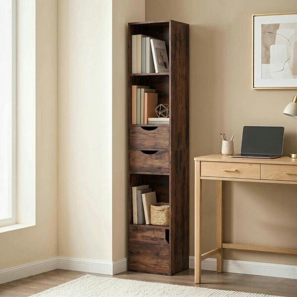 Bookcase with Drawers Adjustable Shelf Bookshelf with 2 Drawers and Cabinet 158 cm Rustic Brown - Rustic Brown