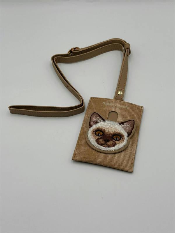 Nimmy Friends Nimmy Big Eye Cute Pet Siamese Cat Face Card Sleeve Holder Brown - N-XDY-KT-026