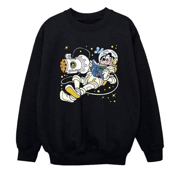 Disney Boys Goofy Reading In Space Sweatshirt - Black