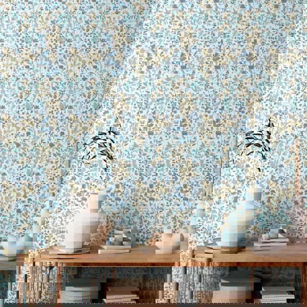 Hoopla Walls Botanical Leaves - Denim Mix 10m Wallpaper