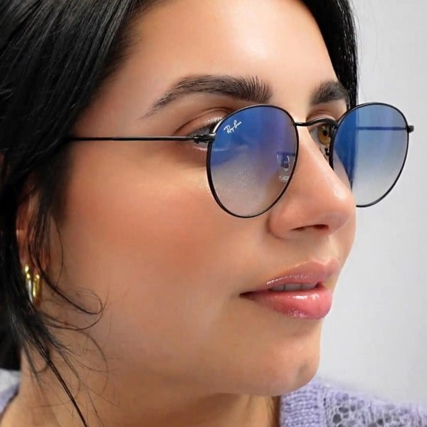 Ray-Ban Sunglasses Round Metal 3447 001 Gold Green 47mm