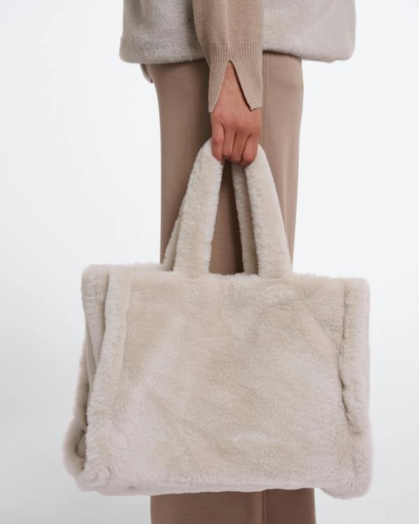 Rino & Pelle Daan Womens Big Faux Fur Shopper - Birch | CHO | Designer Womens Shopper Bag