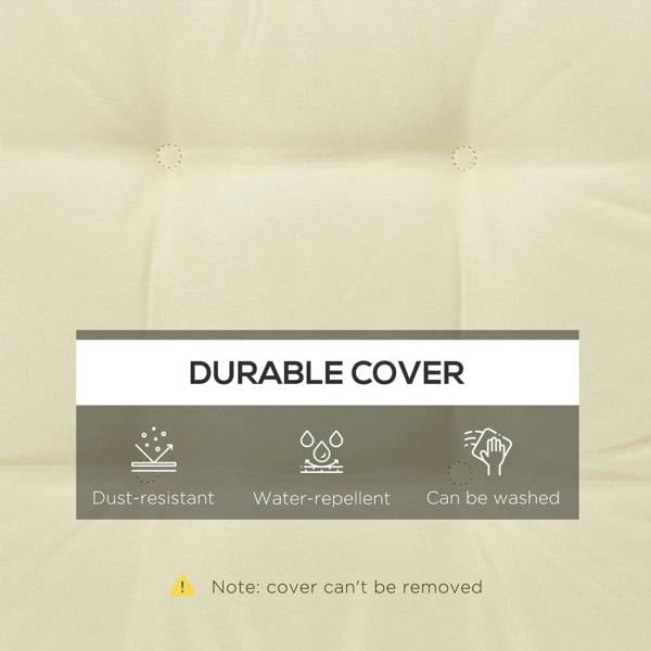 Cream seat cushion cover fabric detail with non-removable cover note
