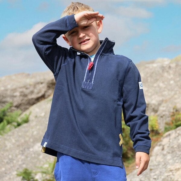 Lazy Jacks LJ700C - Boys 1/4 Zip Pique Sweatshirt - Marine