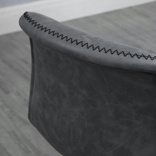 Wyld Haus Moretta Faux Leather Dark Grey Bar Stools Set Of 2 With Backrest And Integrated Footrest