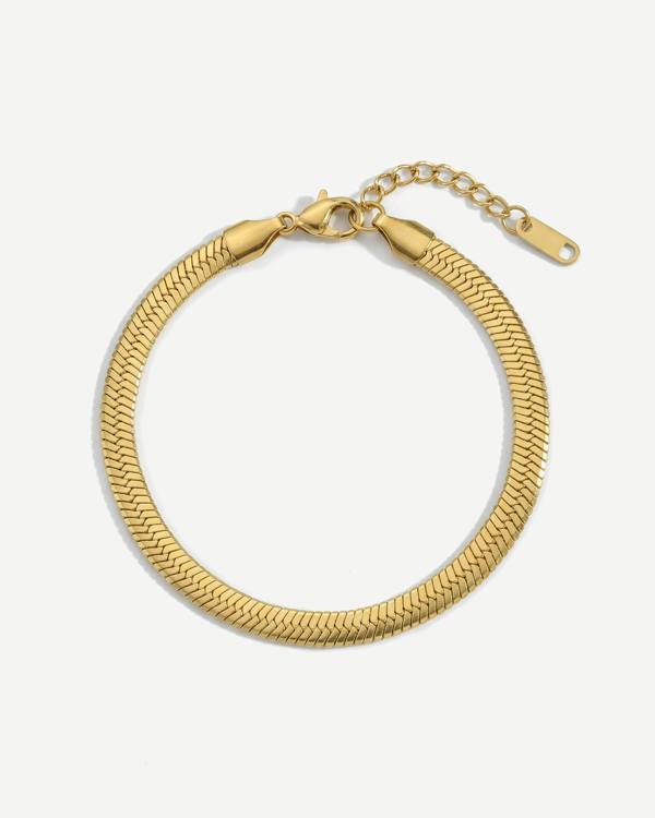 Elk & Bloom Herringbone Flat Chain 14K Gold Link Bracelet