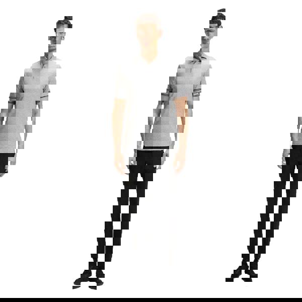 Boss Mens Zone Stripe Cuffed Slim Polo Shirt - Silver - 