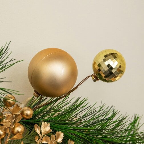 Samuel Alexander 1.8m Champagne Magnolia Decorated Christmas Garland with Gold Baubles