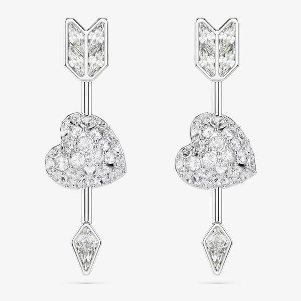 Swarovski Idyllia Rhodium Plated Reversible Arrow Heart Earrings 5749602