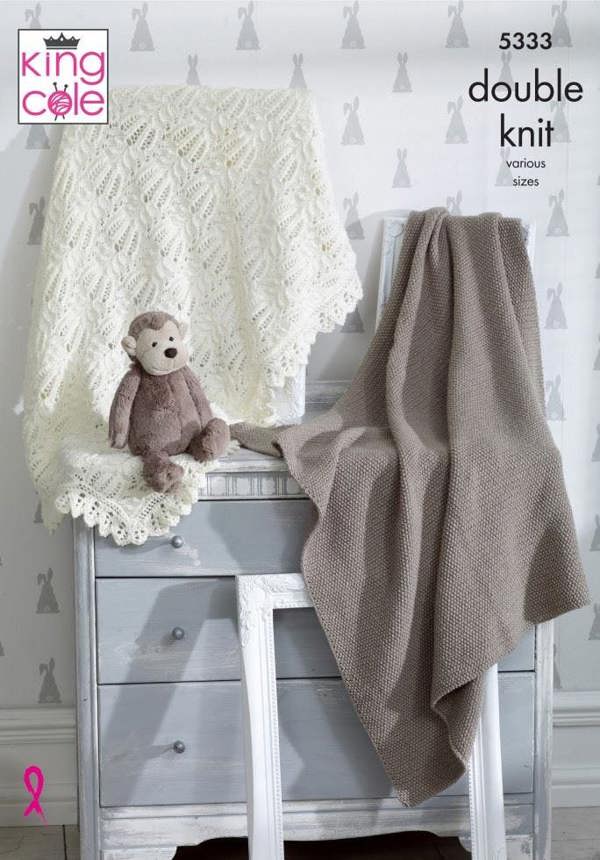 King Cole Comfort DK Knitting Pattern 5333, Blankets for Baby