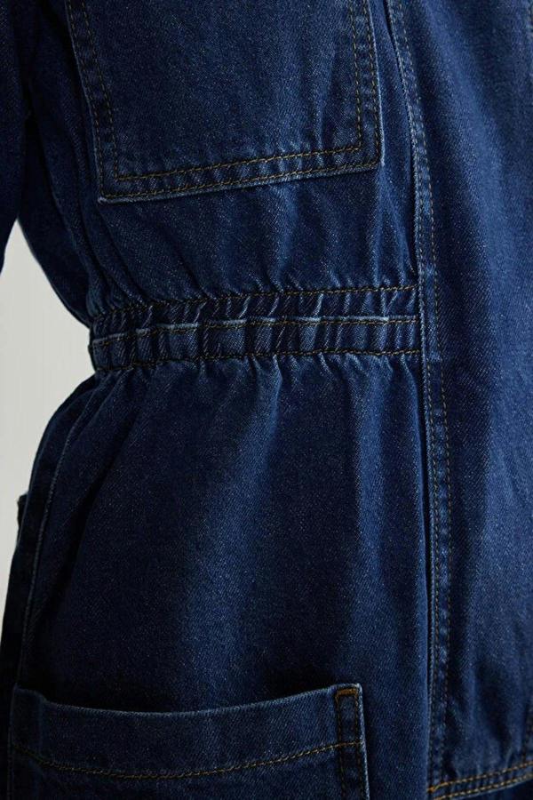 WOVCOR Elastic Waist Denim Shorts Playsuit