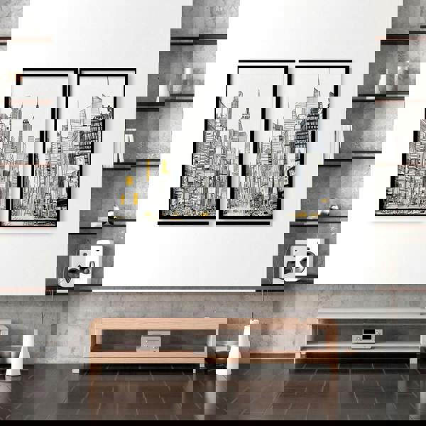 Wall Decor For Hallway | Set of 2 Urban Skyscrapers Wall art Prints