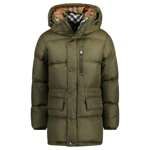 Burberry 'Haworth' Hooded Check Down Jacket Khaki - chancefashionco