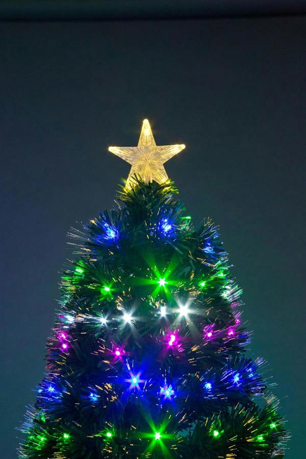 4ft to 7ft Pre-Lit Fibre Optic Artificial Christmas Trees with LED Lights and Metal Stand image 4