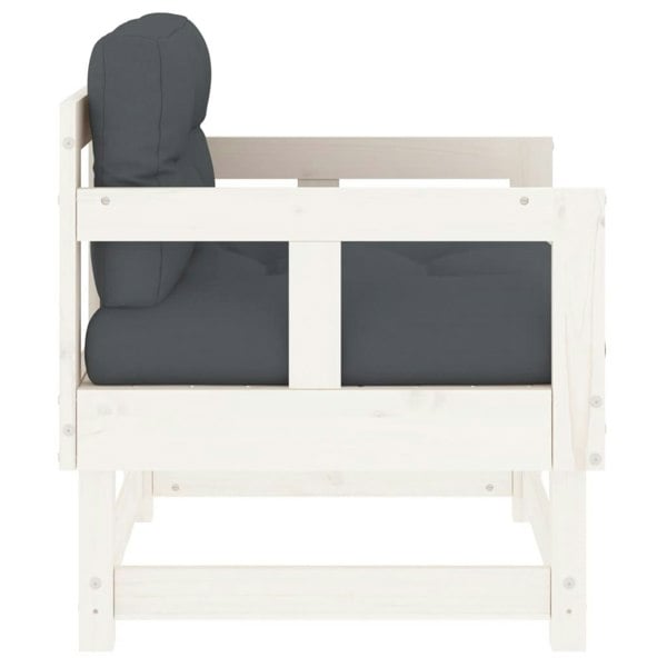 Berkfield Garden Chairs with Cushions 2 pcs White Solid Wood Pine