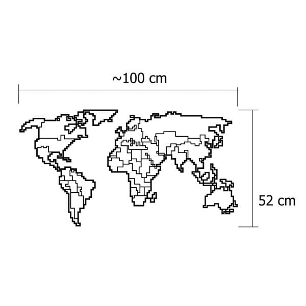 Decortie Modern Metal Wall Art World Map Theme Home Ornament Decorative Minimalist Design Hanging Wall Sculpture, Black