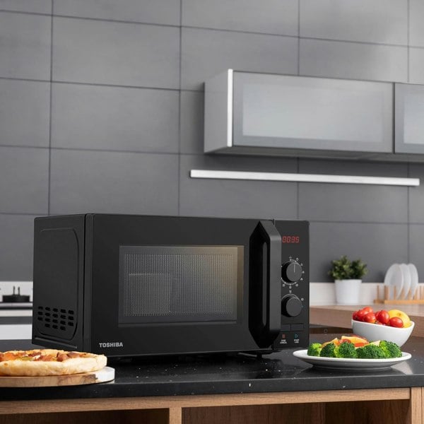 Toshiba MW2-AM20PF(BK) 20 Litre 26cm High, Freestanding Small Standard Microwave Oven - Black