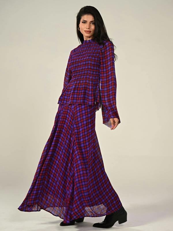 Rose & Nancy Monica Check Maxi Skirt