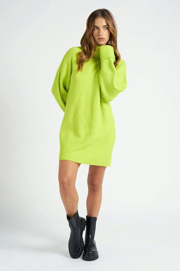 Urban Bliss Green Mini Roll Neck Dress