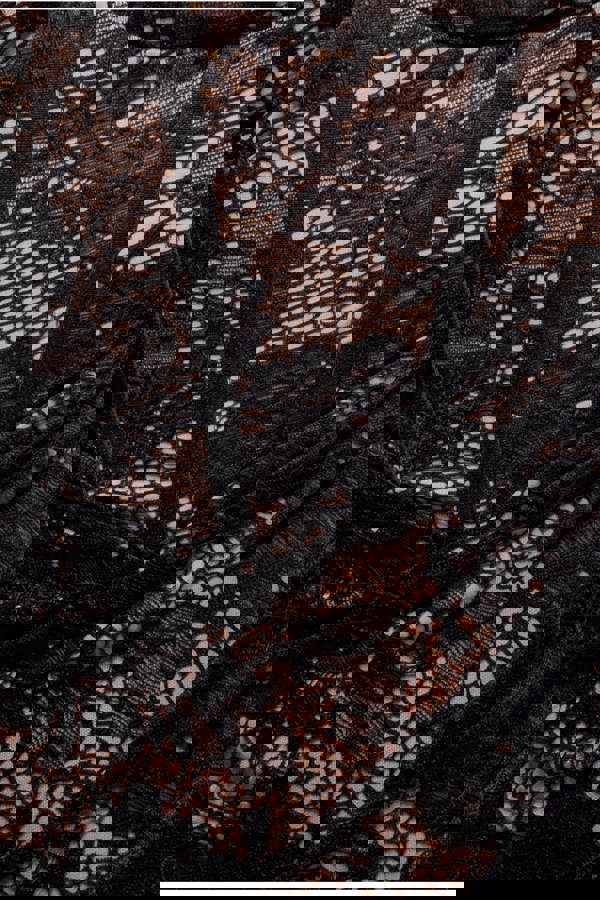 Scalloped Lace Corset Bodice Midi Dress - Black DR4526