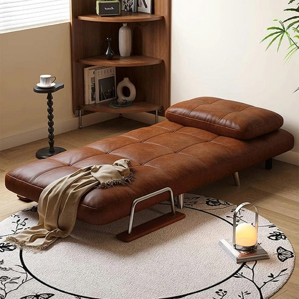 O'Reilly Single Seater Sofa Bed, Brown Leather-Rit Concept-Rit Concept