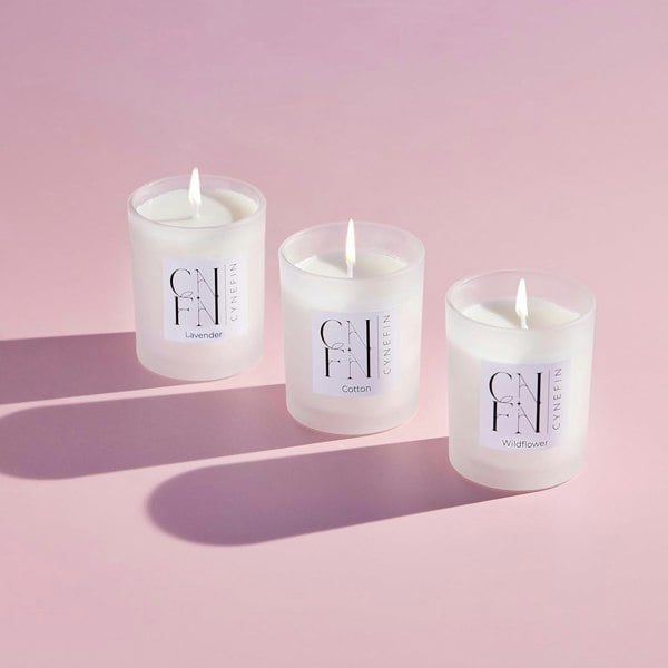 CNFN Candle Gift Set 3 x 100g - Lavender, Cotton & Wildflower Fresh and Floral Scented Candles