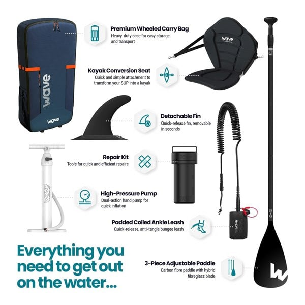 Wave Pro 2.0 SUP | Inflatable Paddleboard & Accessories | 12'6ft