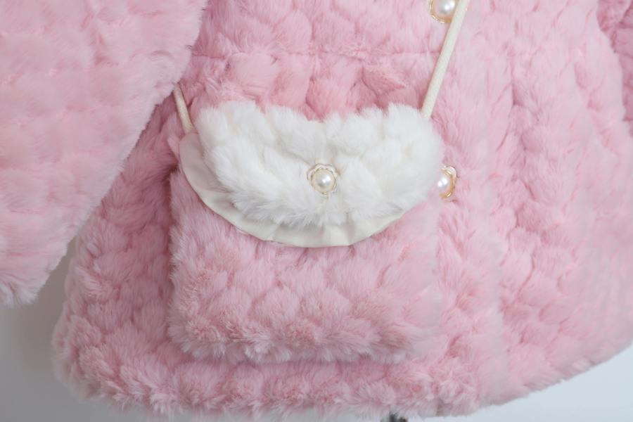 Cinda Faux Fur Coat with Matching Shoulder Bag