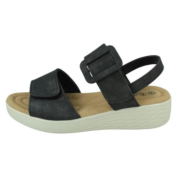 Eaze Ladies Eaze Low Wedge Mule Sandal with Chunky Buckle Strap F12080
