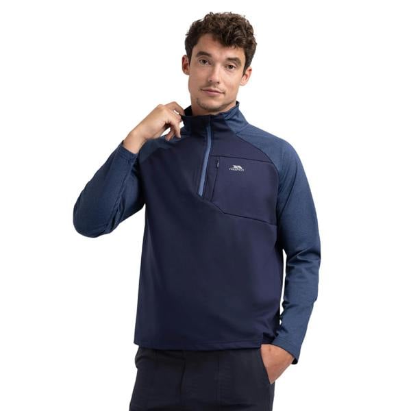 Trespass Mens Eric Quarter Zip Active Top - Navy Marl - 