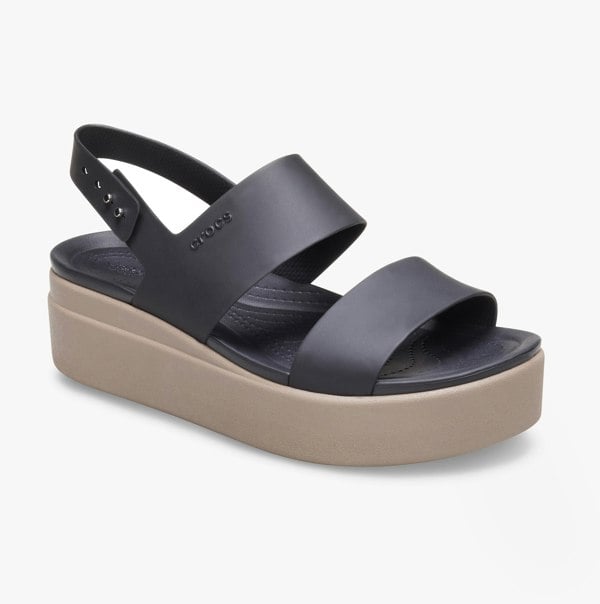 Crocs 206453-07H BROOKLYN LOW WEDGE Womens Sandals Black/Mushroom