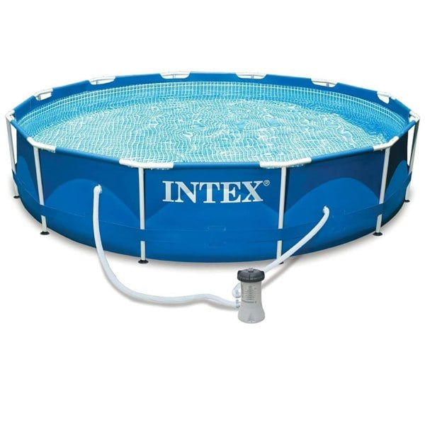 Intex 12ft x 30in Metal Frame Swimming Pool with Filter Pump UK Plug