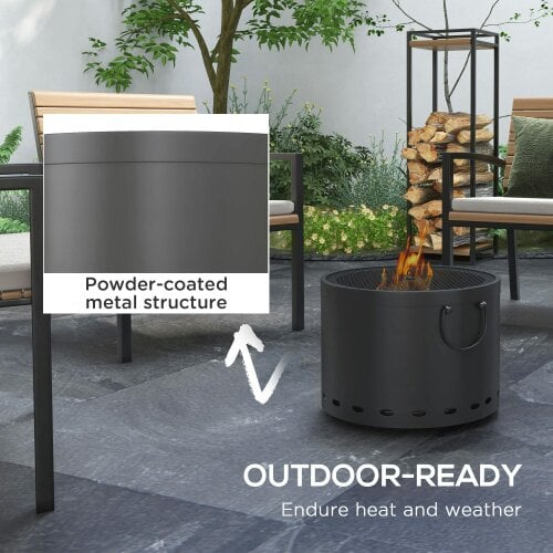 Wyld Haus Lasatta Small Steel Dark Grey Smokeless Portable Fire Pit with Spark Screen And Poker
