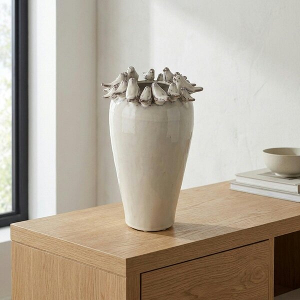 Garden Greatness Tall Decorative Vase with Bird Design