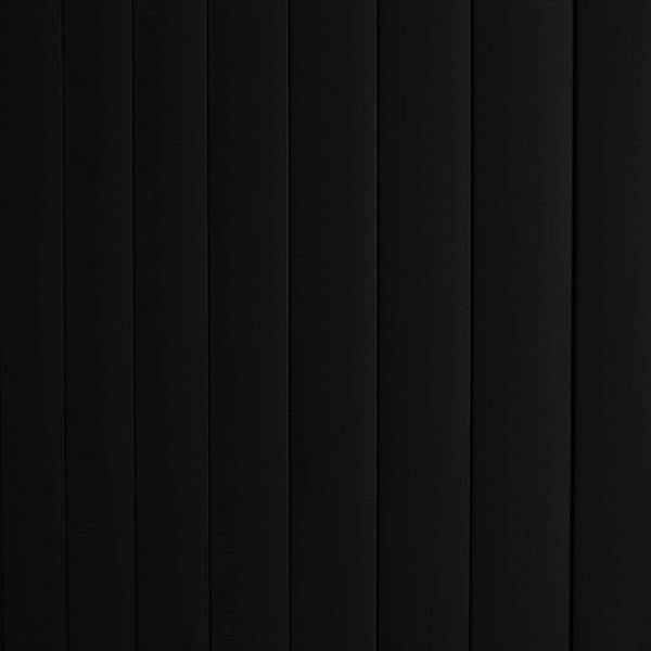 Sleek black Tambour shower door featuring vertical slats, offering a modern and stylish addition to any bathroom decor