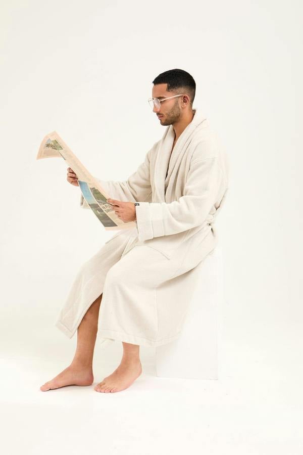 Pretty You London Mister You Bamboo Towelling Robe in Light Grey